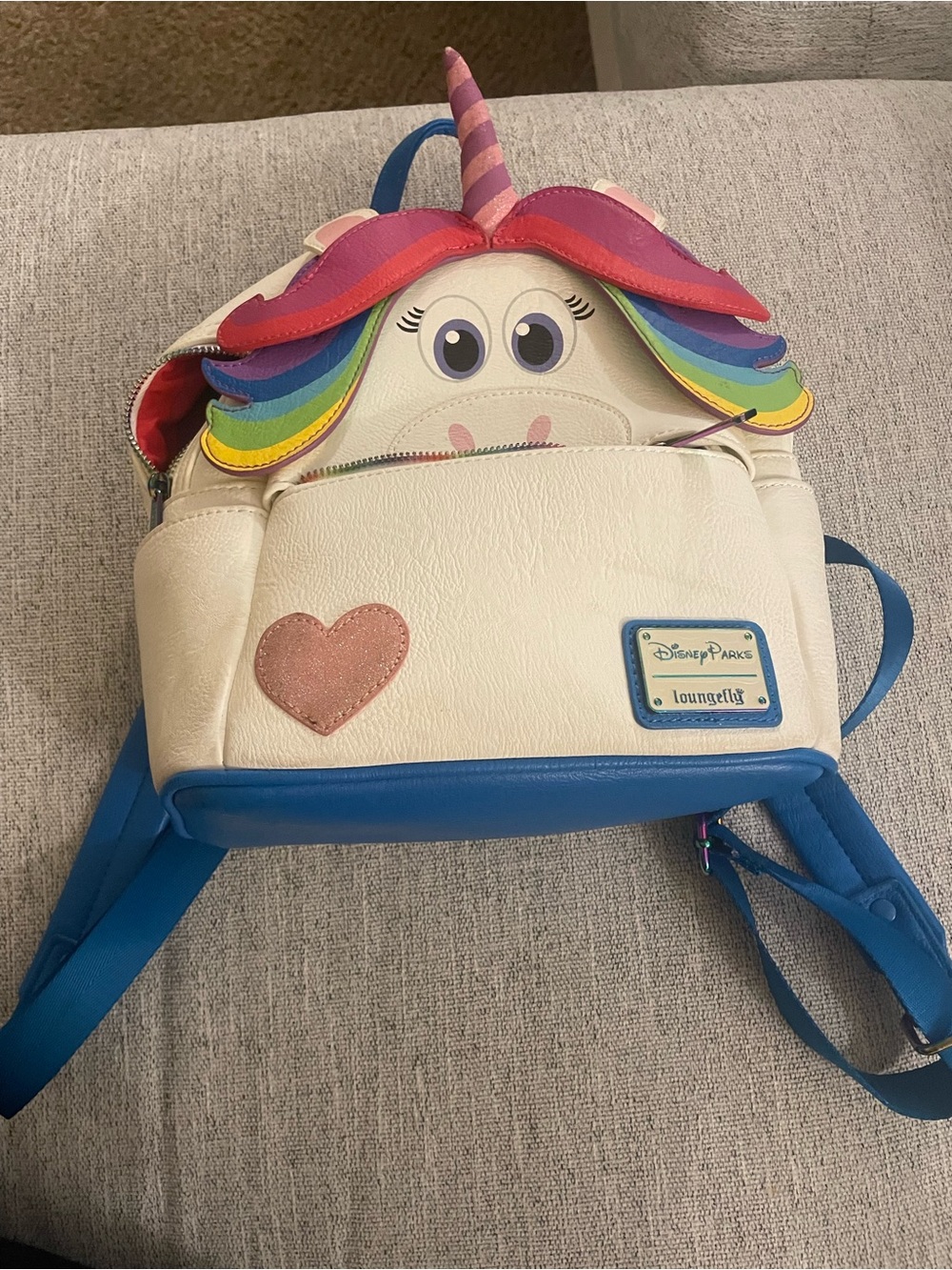 Loungefly Rainbow Unicorn Kids Backpack - White, Blue & Multicolor